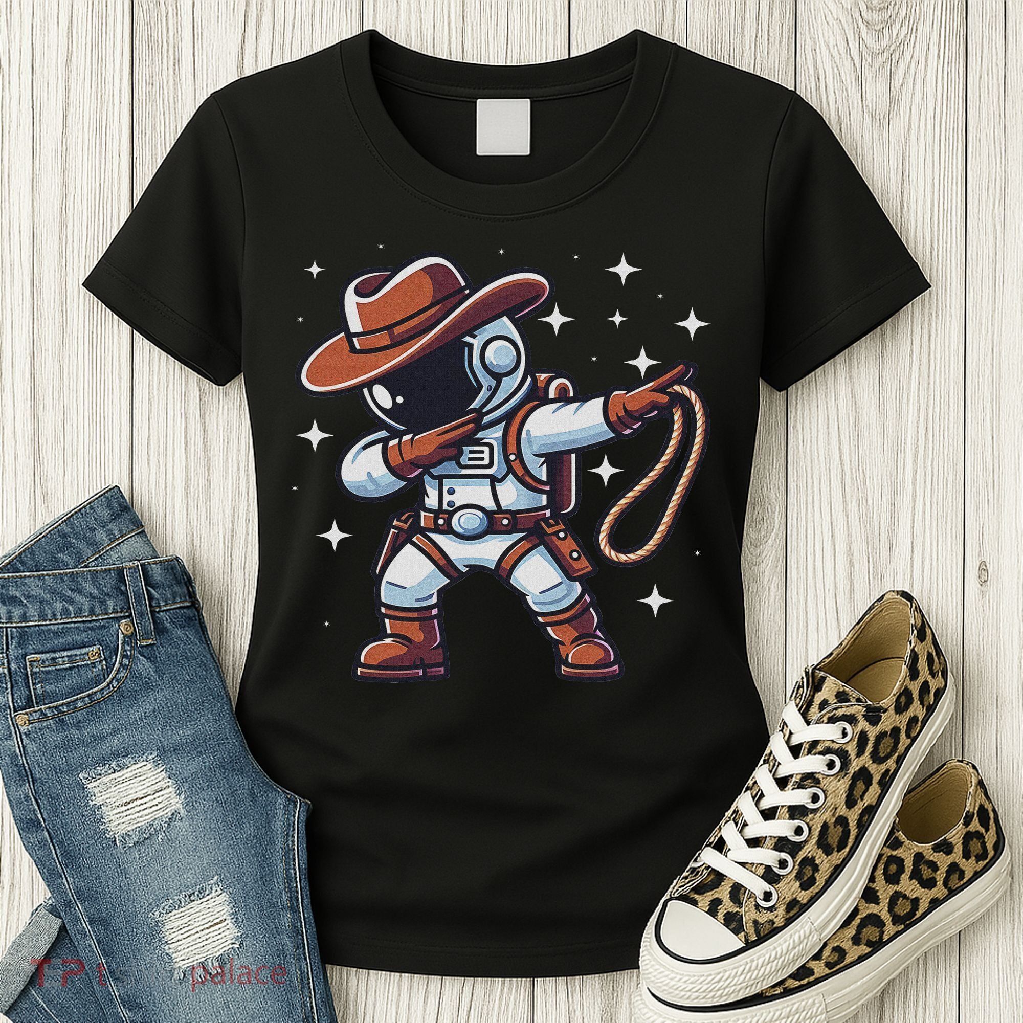Dabbing Astronaut Cowboy Space Halloween Costume Women's T-Shirt