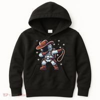 Dabbing Astronaut Cowboy Space Halloween Costume Kids Hoodie thumb 0