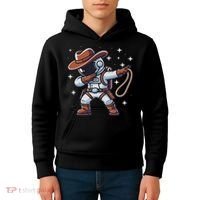 Dabbing Astronaut Cowboy Space Halloween Costume Kids Hoodie thumb 4