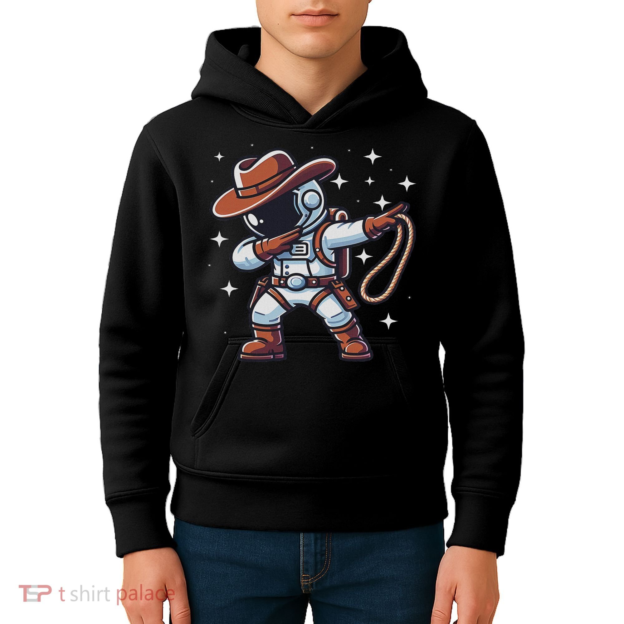 Dabbing Astronaut Cowboy Space Halloween Costume Kids Hoodie
