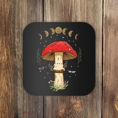 Dark Academia Cottagecore Aesthetic Magic Mushroom Coaster