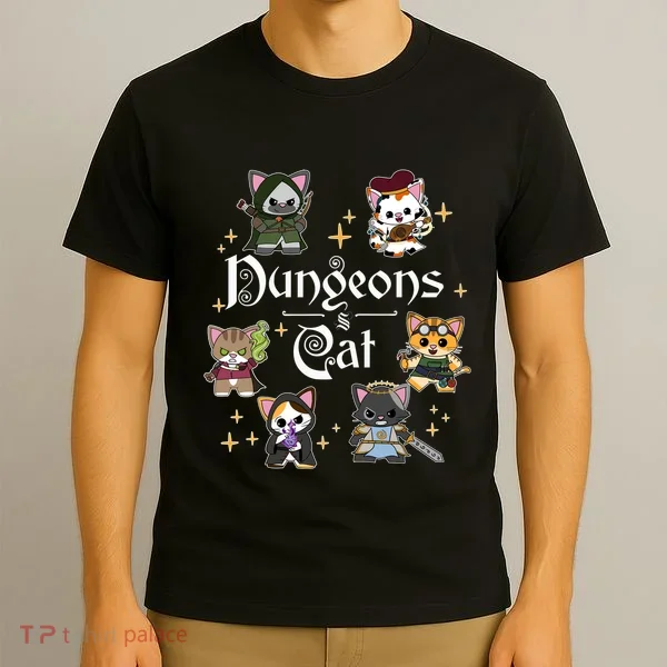Dungeons And Cats Dungeon Master Cat Throwing Dice T-Shirt