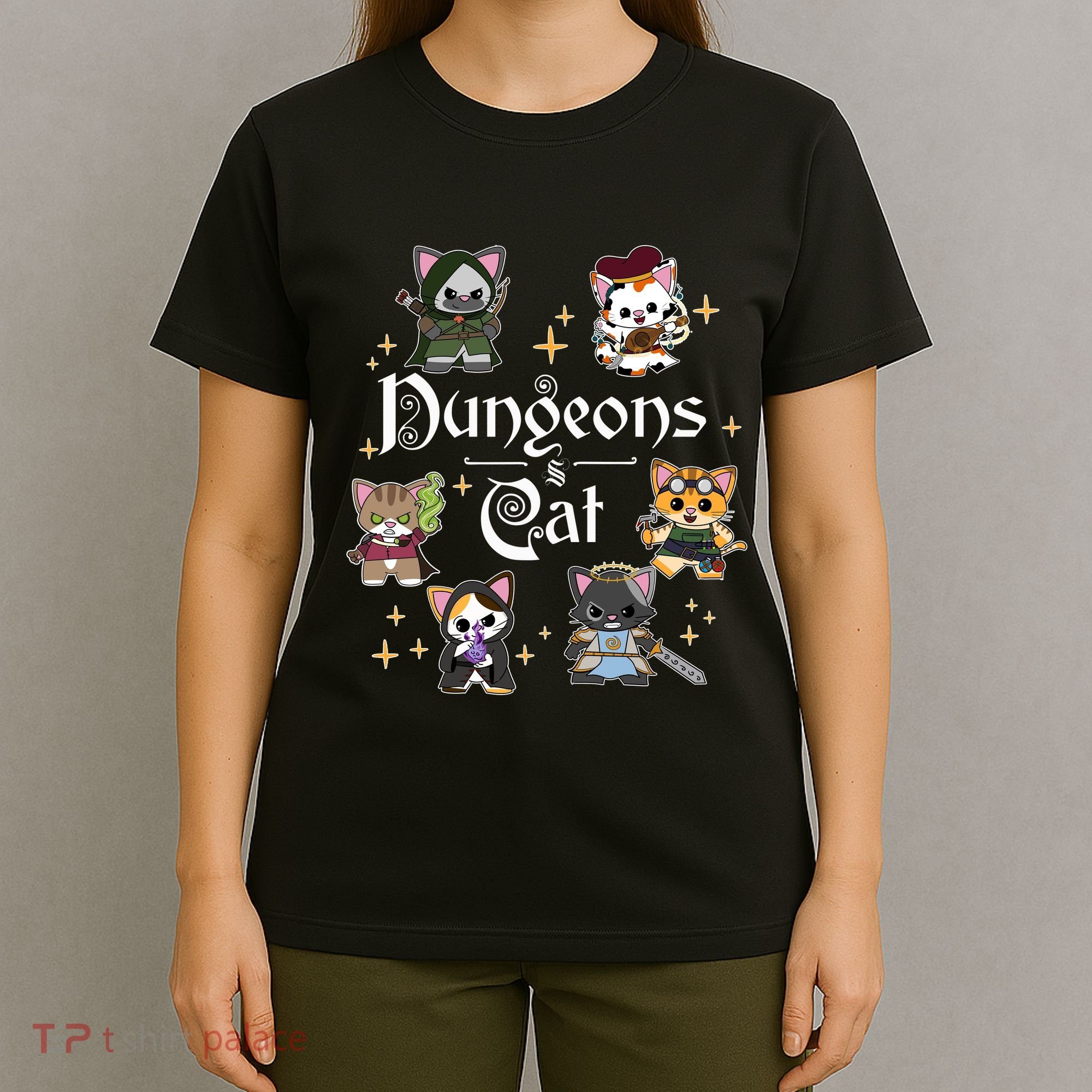 Dungeons And Cats Dungeon Master Cat Throwing Dice T-Shirt