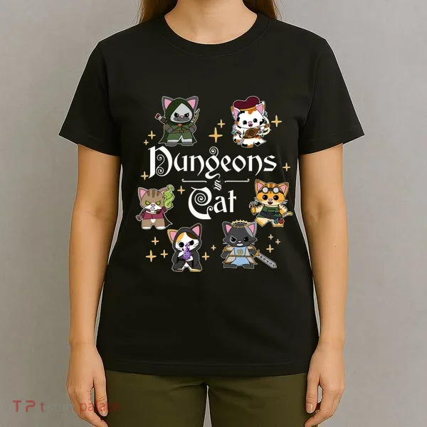 Dungeons And Cats Dungeon Master Cat Throwing Dice T-Shirt