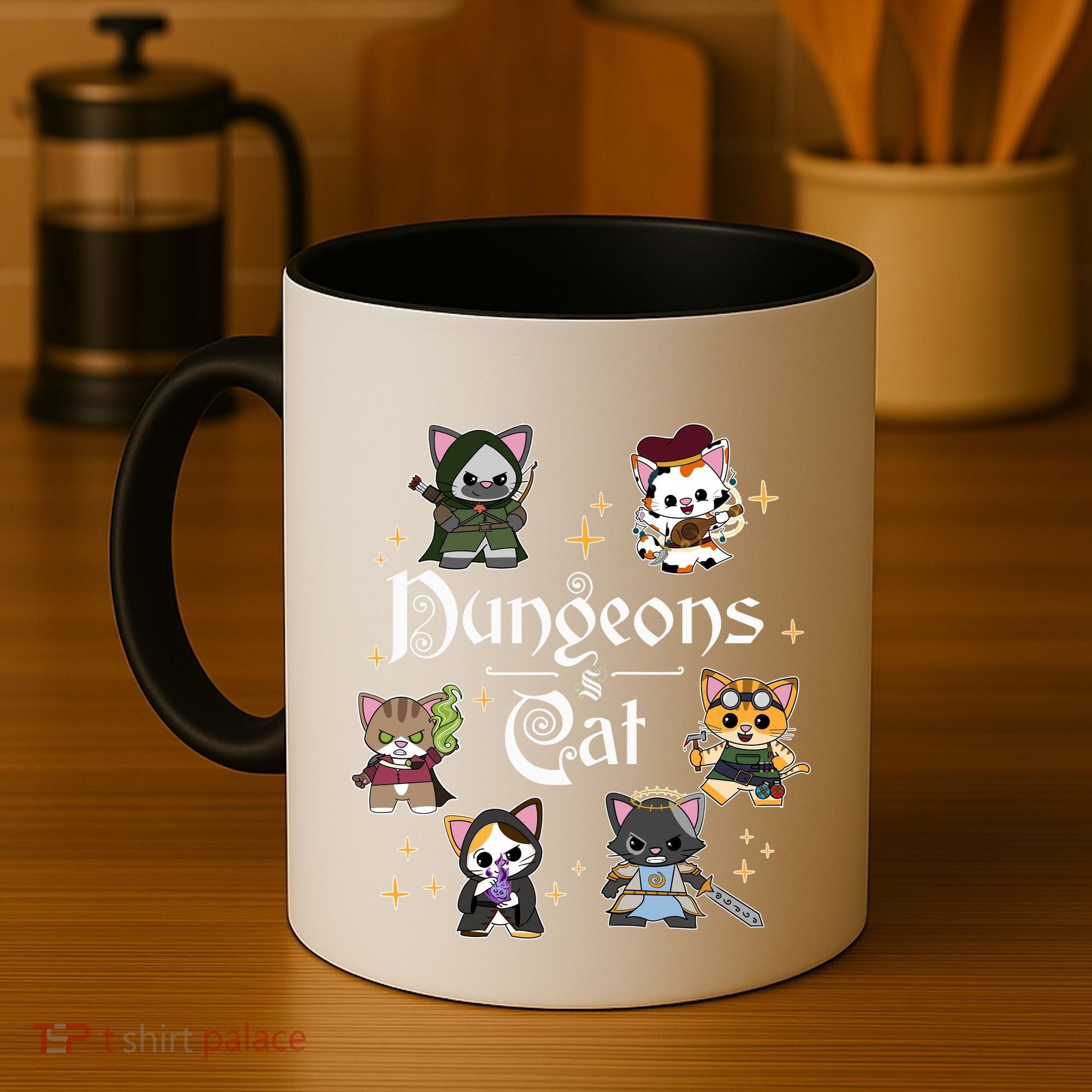 Dungeons And Cats Dungeon Master Cat Throwing Dice Coffee Mug