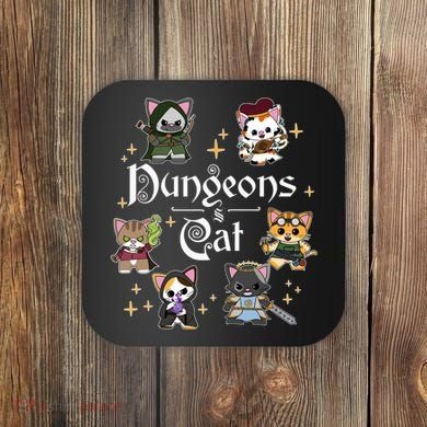 Dungeons And Cats Dungeon Master Cat Throwing Dice Coaster