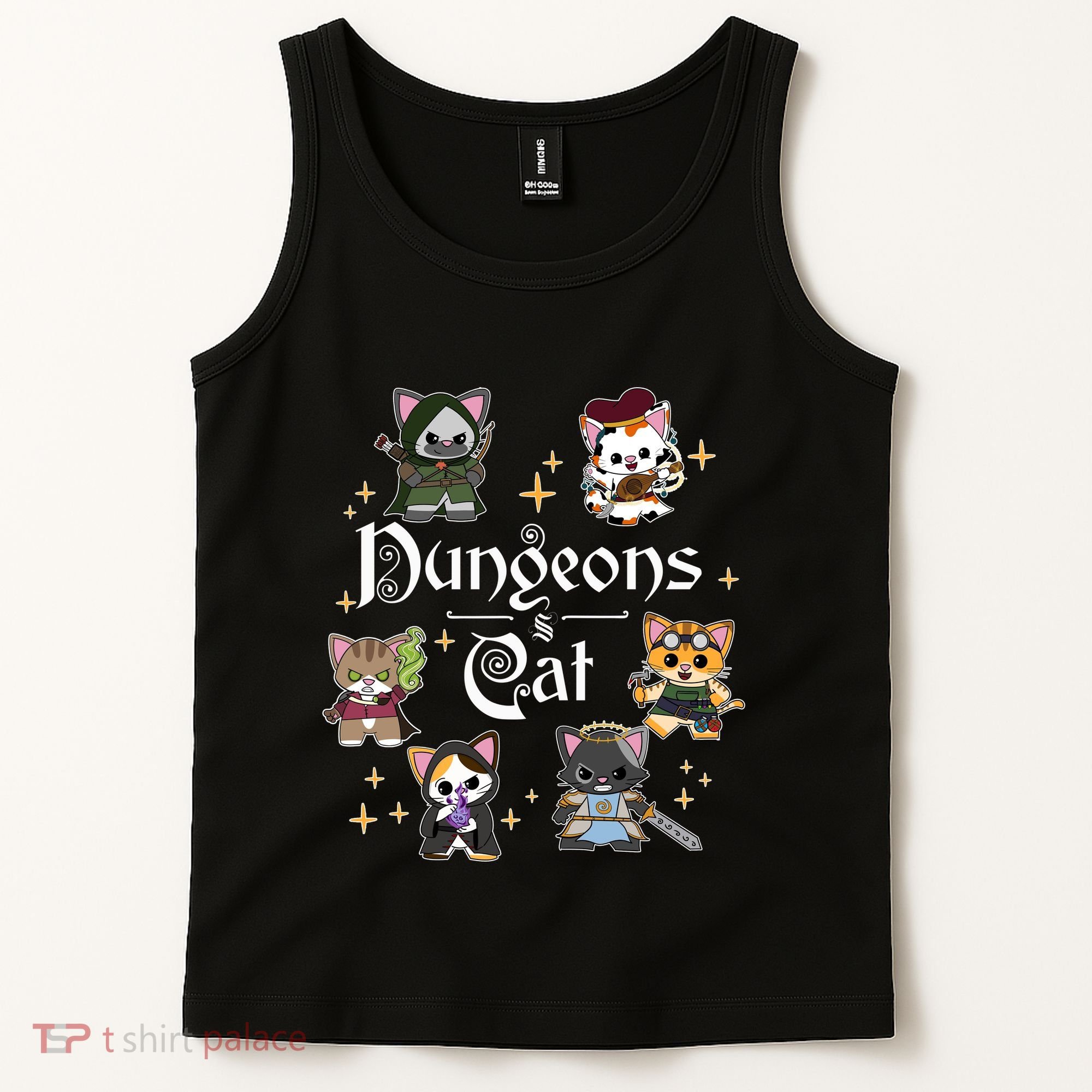 Dungeons And Cats Dungeon Master Cat Throwing Dice Tank Top