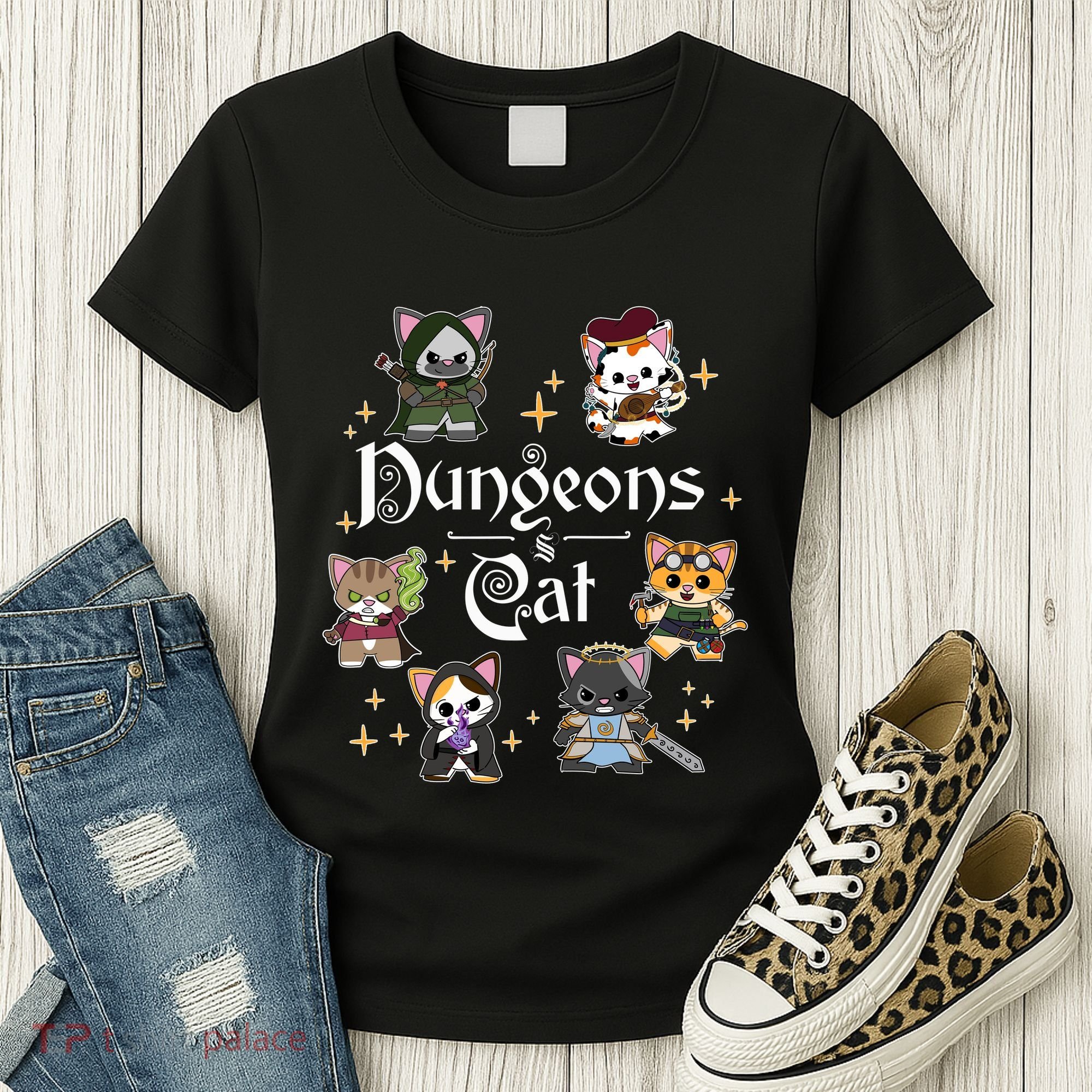 Dungeons And Cats Dungeon Master Cat Throwing Dice Women's T-Shirt