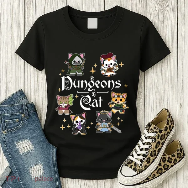 Dungeons And Cats Dungeon Master Cat Throwing Dice Women's T-Shirt