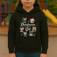 Dungeons And Cats Dungeon Master Cat Throwing Dice Kids Hoodie thumb 3