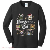 Dungeons And Cats Dungeon Master Cat Throwing Dice Kids Long Sleeve Shirt thumb 0