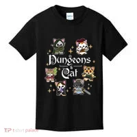 Dungeons And Cats Dungeon Master Cat Throwing Dice Kids T-Shirt thumb 0