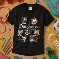 Dungeons And Cats Dungeon Master Cat Throwing Dice Kids T-Shirt thumb 3