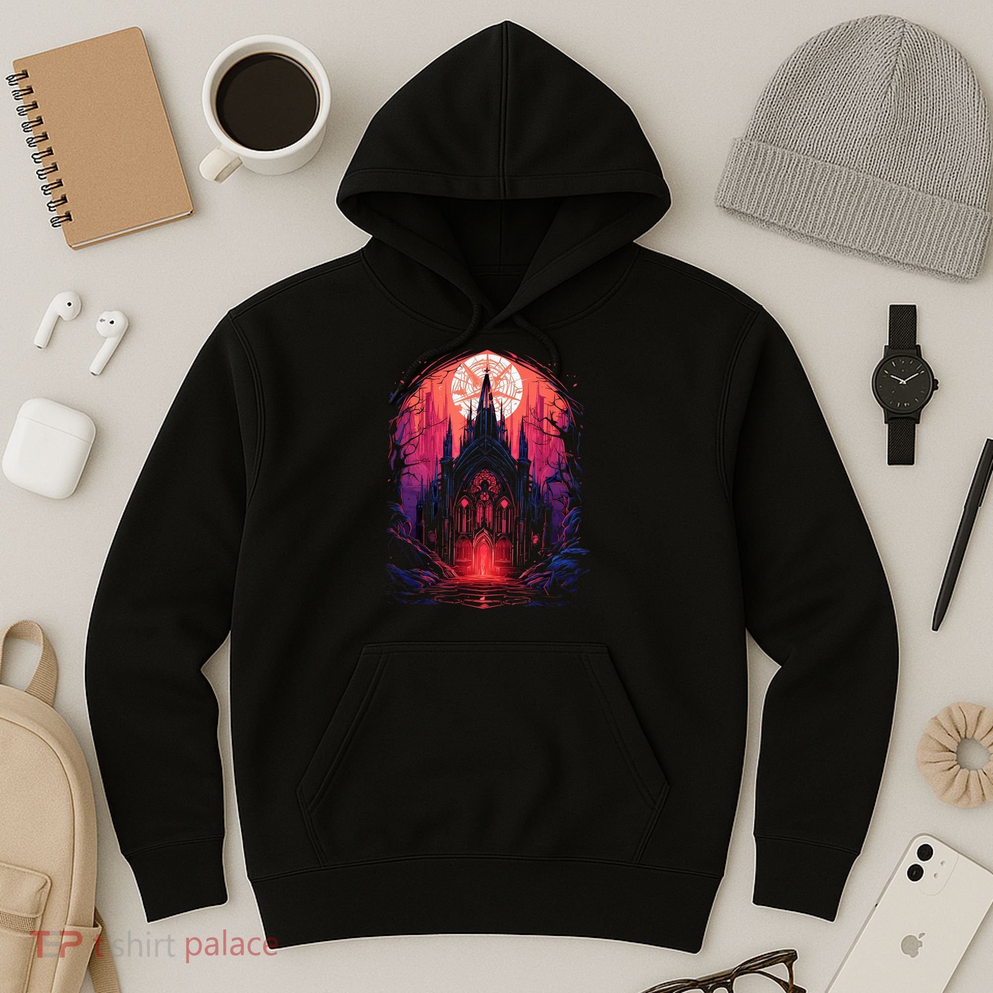 Dark Ancient Cathedral Gothic Architecture Goth Aesthetic Hoodie