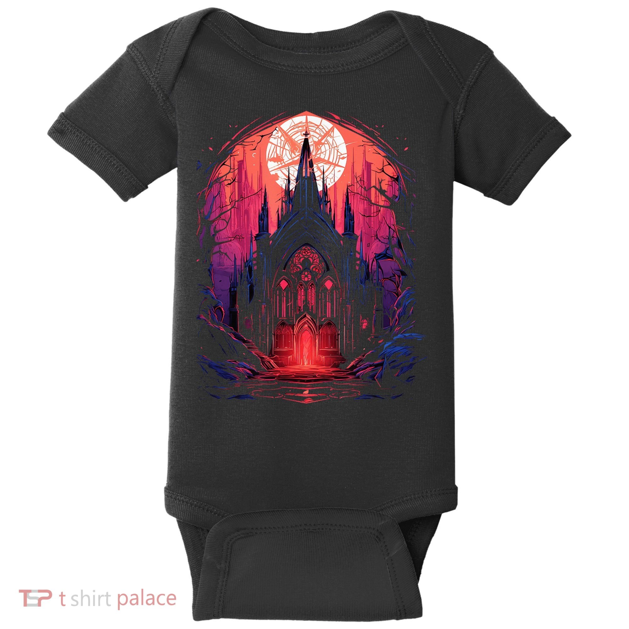 Dark Ancient Cathedral Gothic Architecture Goth Aesthetic Baby Bodysuit