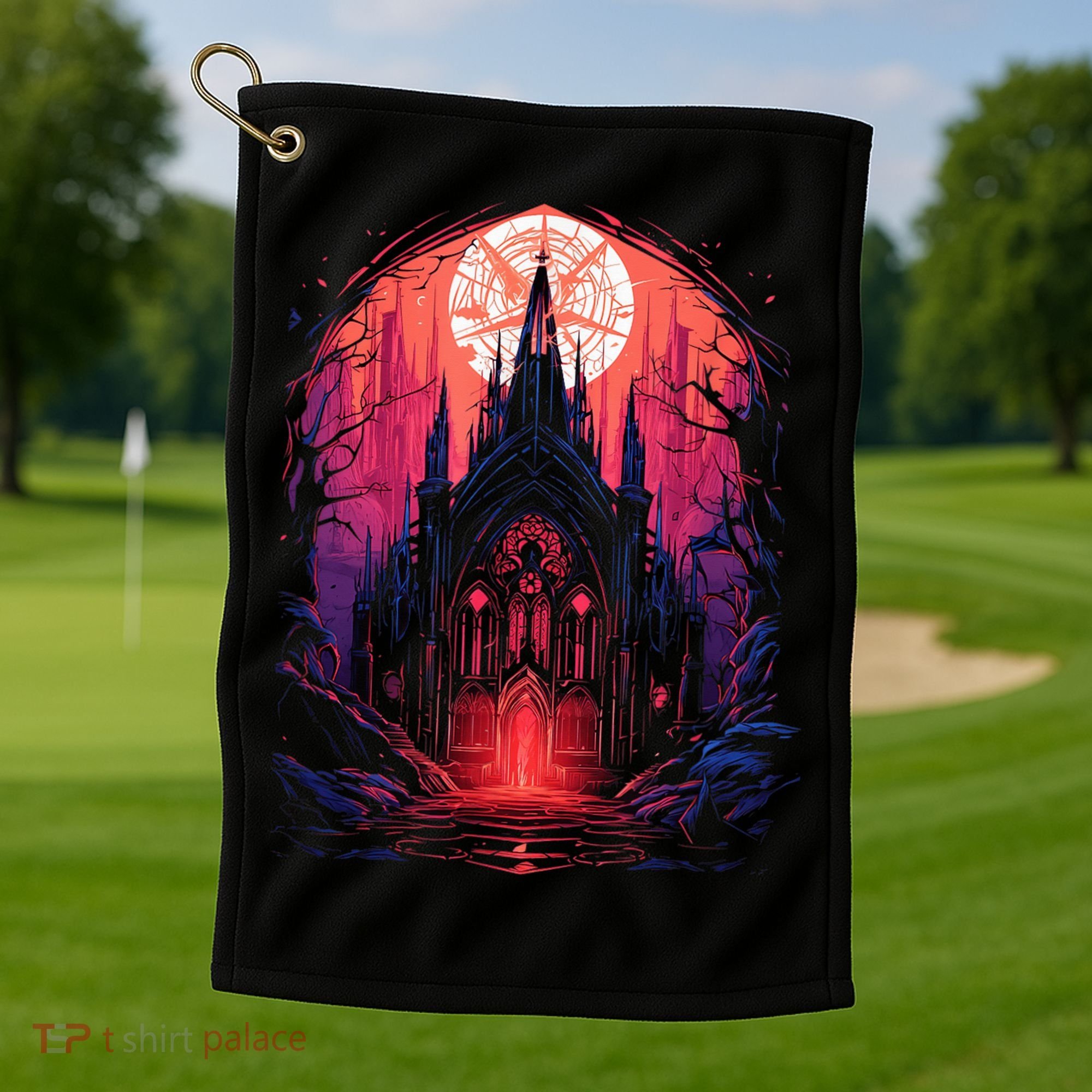 Dark Ancient Cathedral Gothic Architecture Goth Aesthetic Golf Towel