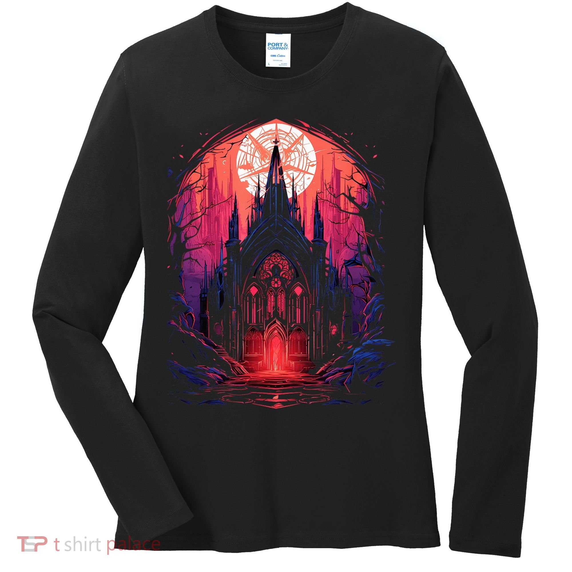 Dark Ancient Cathedral Gothic Architecture Goth Aesthetic Women's Long Sleeve Shirt