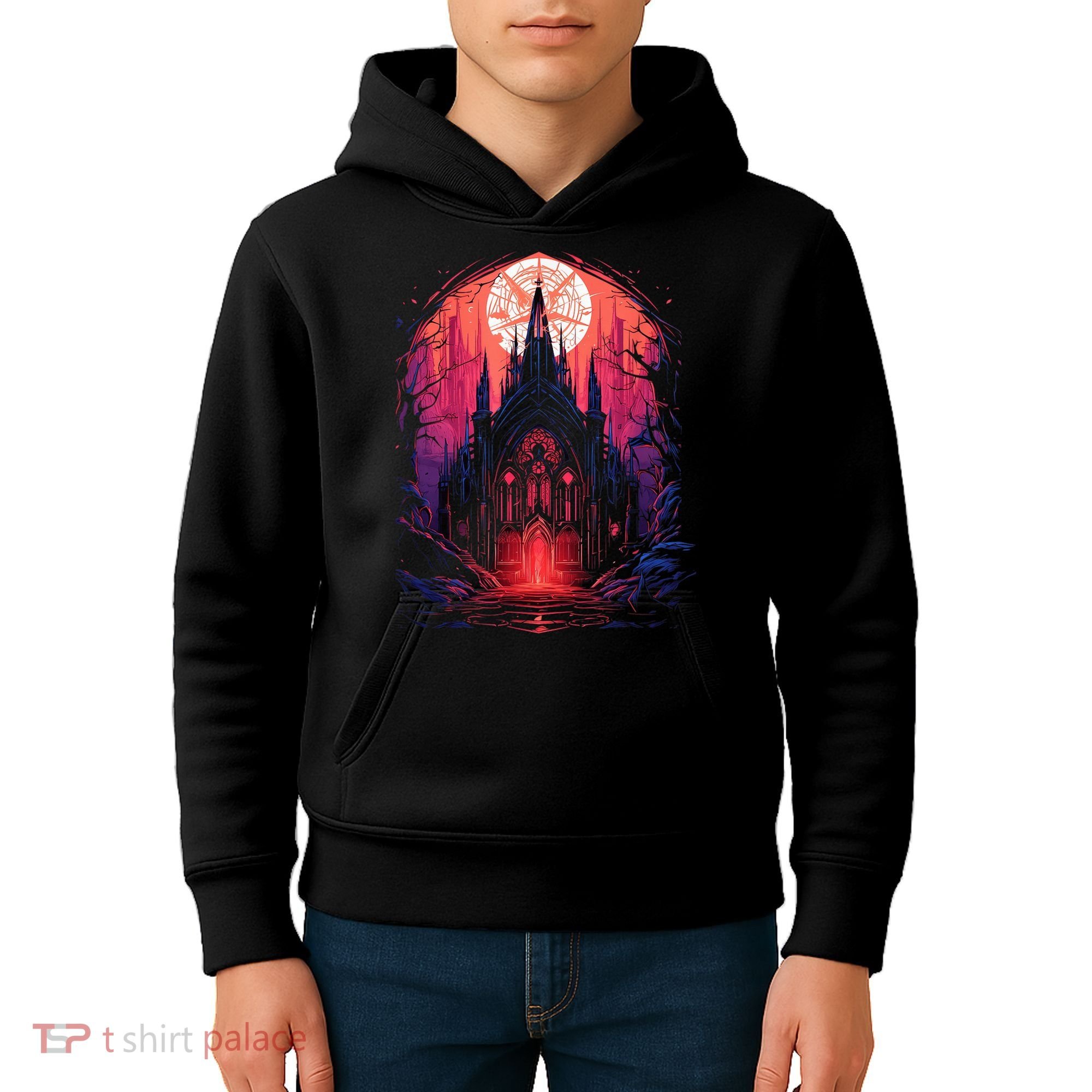 Dark Ancient Cathedral Gothic Architecture Goth Aesthetic Kids Hoodie