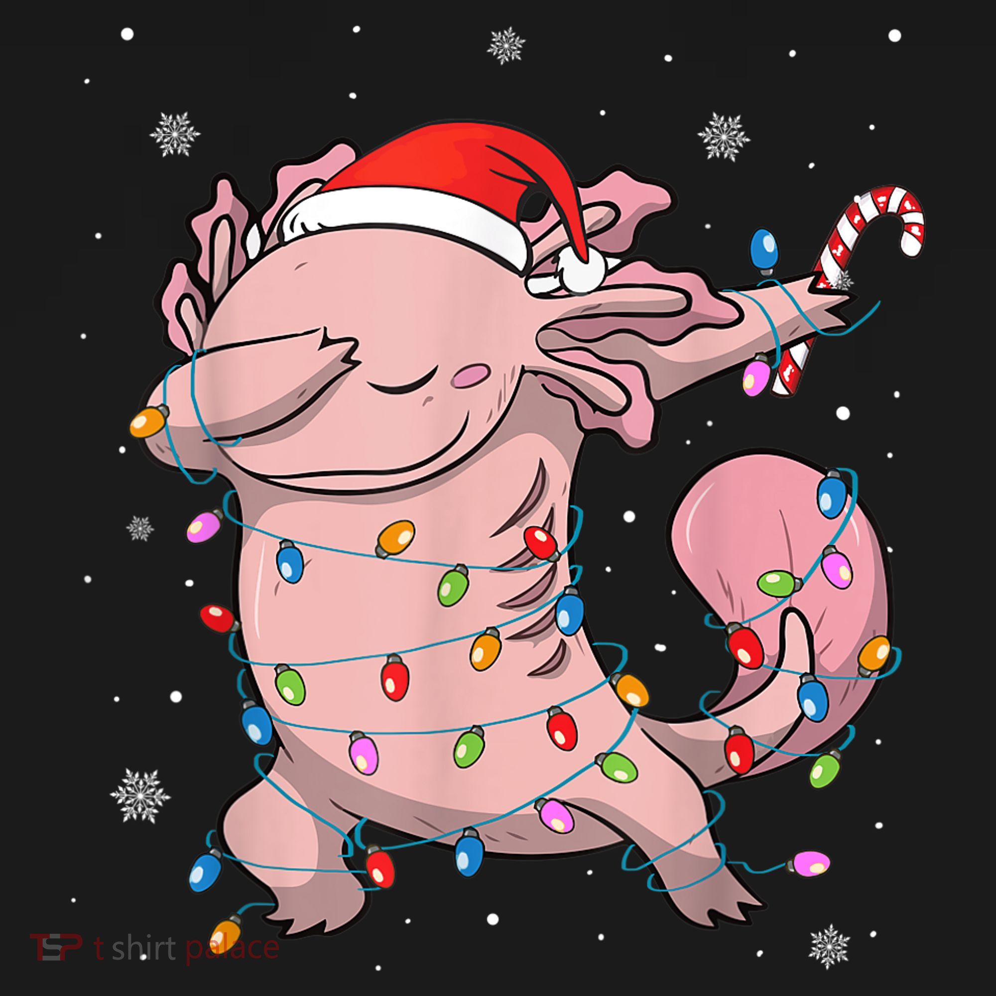 Dabbing Axolotl Christmas Lights Funny Xmas Gifts Boys Girls Women's Hoodie