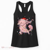 Dabbing Axolotl Christmas Lights Funny Xmas Gifts Boys Girls Women's Tank Top thumb 0