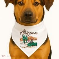 Desert Arizona Cactus Southwestern USA-Made Doggie Bandana thumb 1