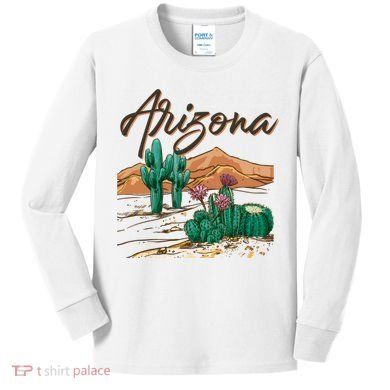 Desert Arizona Cactus Southwestern Kids Long Sleeve Shirt