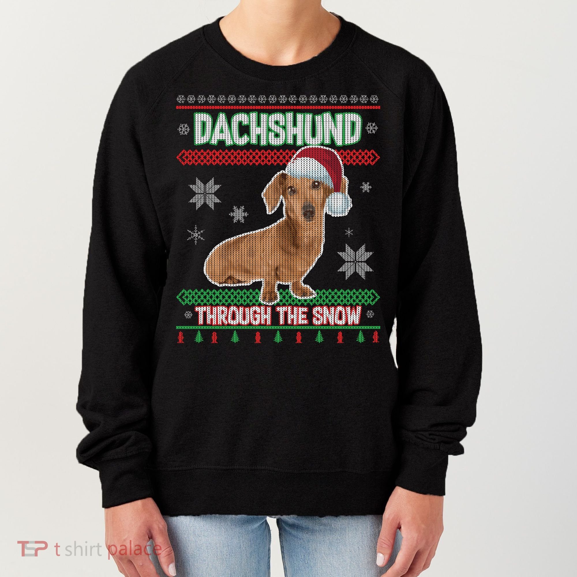 Dachshund Dog Funny Wiener Ugly Christmas Women's Sweatshirt