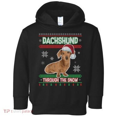 Dachshund Dog Funny Wiener Ugly Christmas Toddler Hoodie