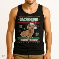 Dachshund Dog Funny Wiener Ugly Christmas Tank Top thumb 3