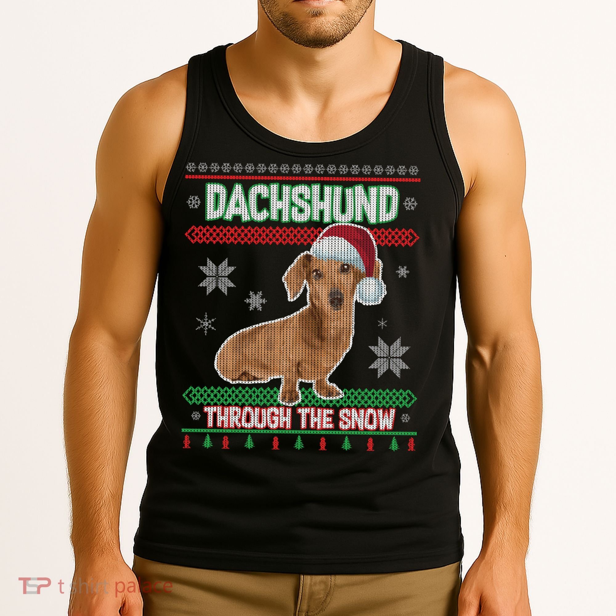 Dachshund Dog Funny Wiener Ugly Christmas Tank Top