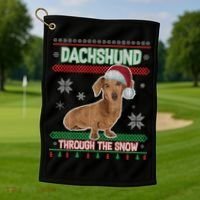 Dachshund Dog Funny Wiener Ugly Christmas Golf Towel thumb 1