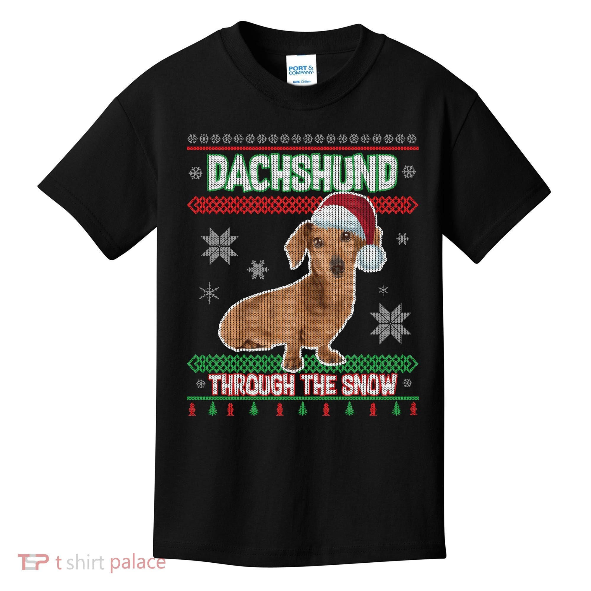 Dachshund Dog Funny Wiener Ugly Christmas Kids T-Shirt