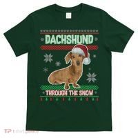 Dachshund Dog Funny Wiener Ugly Christmas T-Shirt thumb 0
