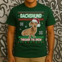Dachshund Dog Funny Wiener Ugly Christmas T-Shirt thumb 3