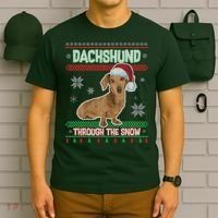 Dachshund Dog Funny Wiener Ugly Christmas T-Shirt thumb 6