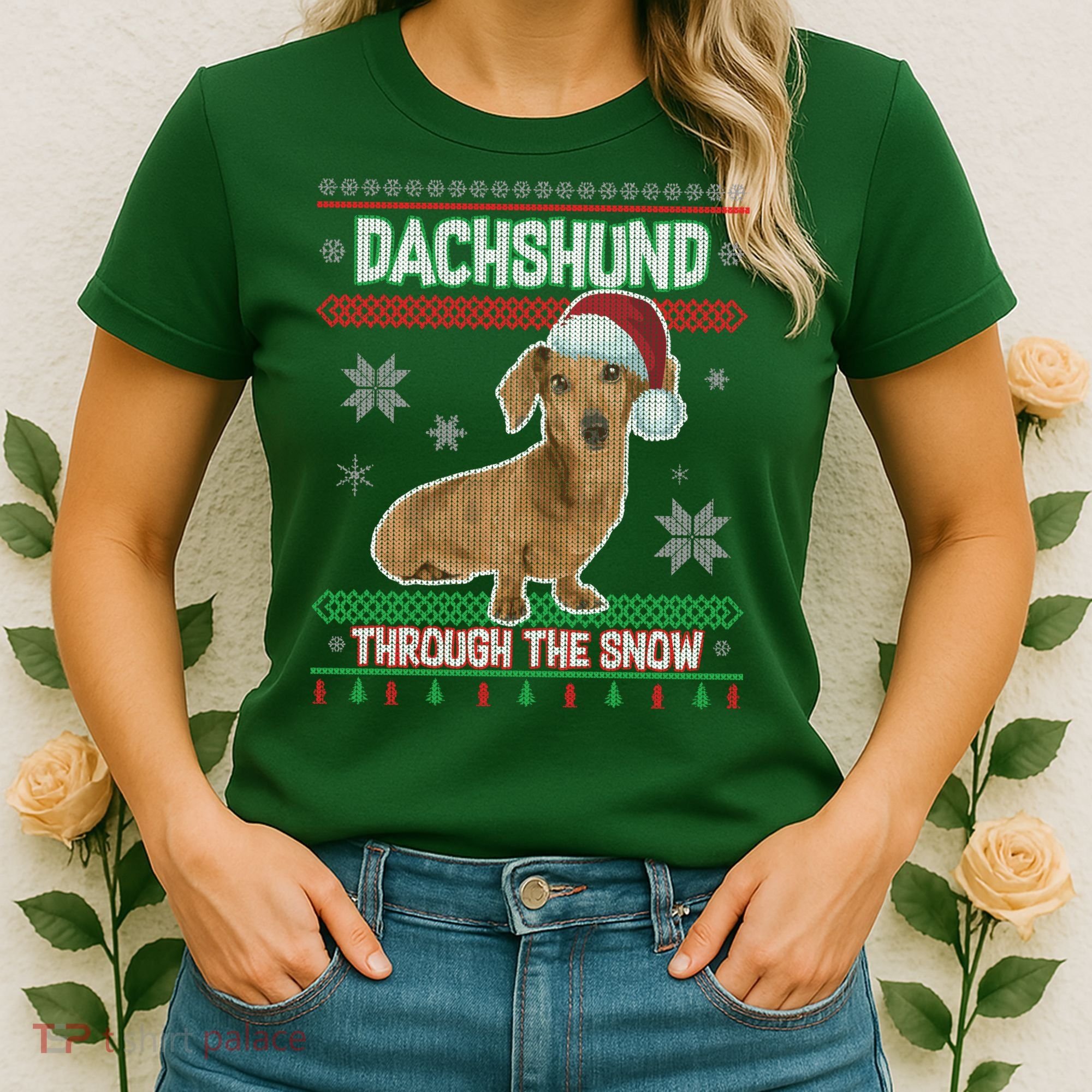 Dachshund Dog Funny Wiener Ugly Christmas Women's T-Shirt