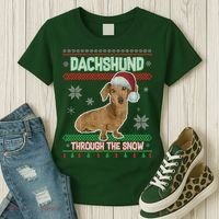 Dachshund Dog Funny Wiener Ugly Christmas Women's T-Shirt thumb 3