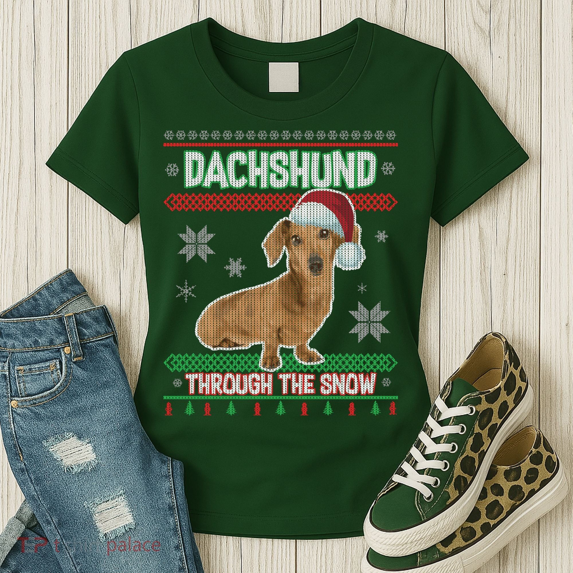 Dachshund Dog Funny Wiener Ugly Christmas Women's T-Shirt