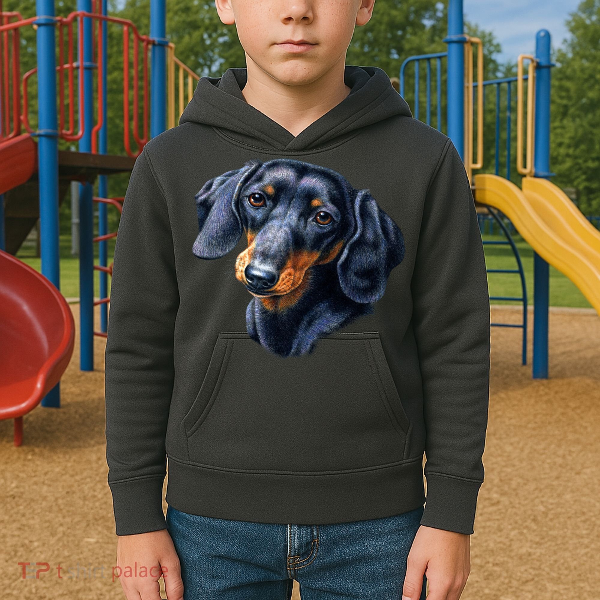 Dachshund Face Kids Hoodie