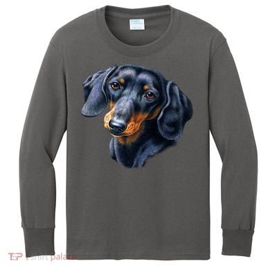 Dachshund Face Kids Long Sleeve Shirt