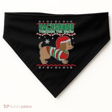 Dachshund Through The Snow Ugly Christmas USA-Made Doggie Bandana
