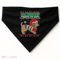 Dachshund Through The Snow Ugly Christmas USA-Made Doggie Bandana thumb 0