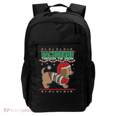 Dachshund Through The Snow Ugly Christmas Backpack