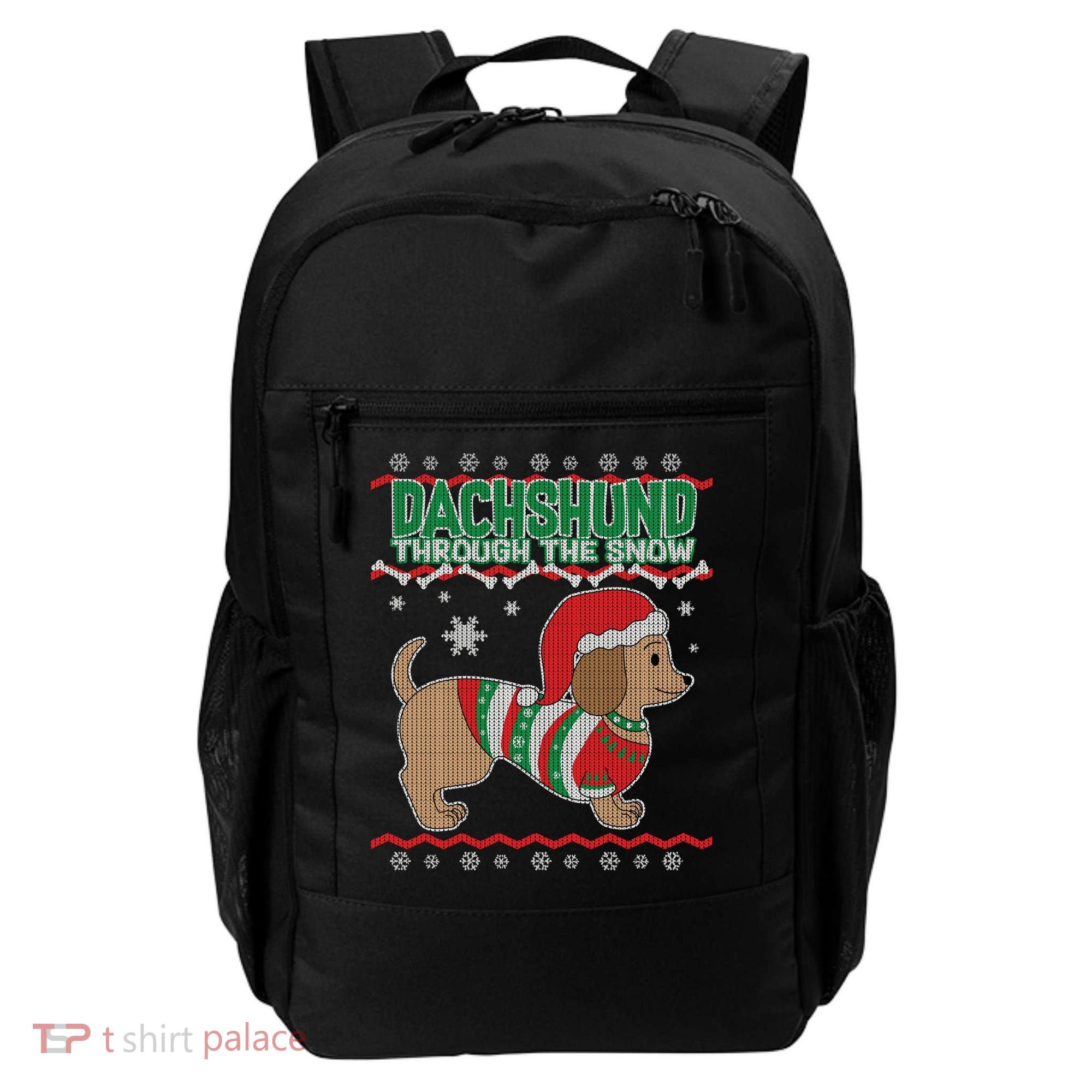Dachshund Through The Snow Ugly Christmas Backpack