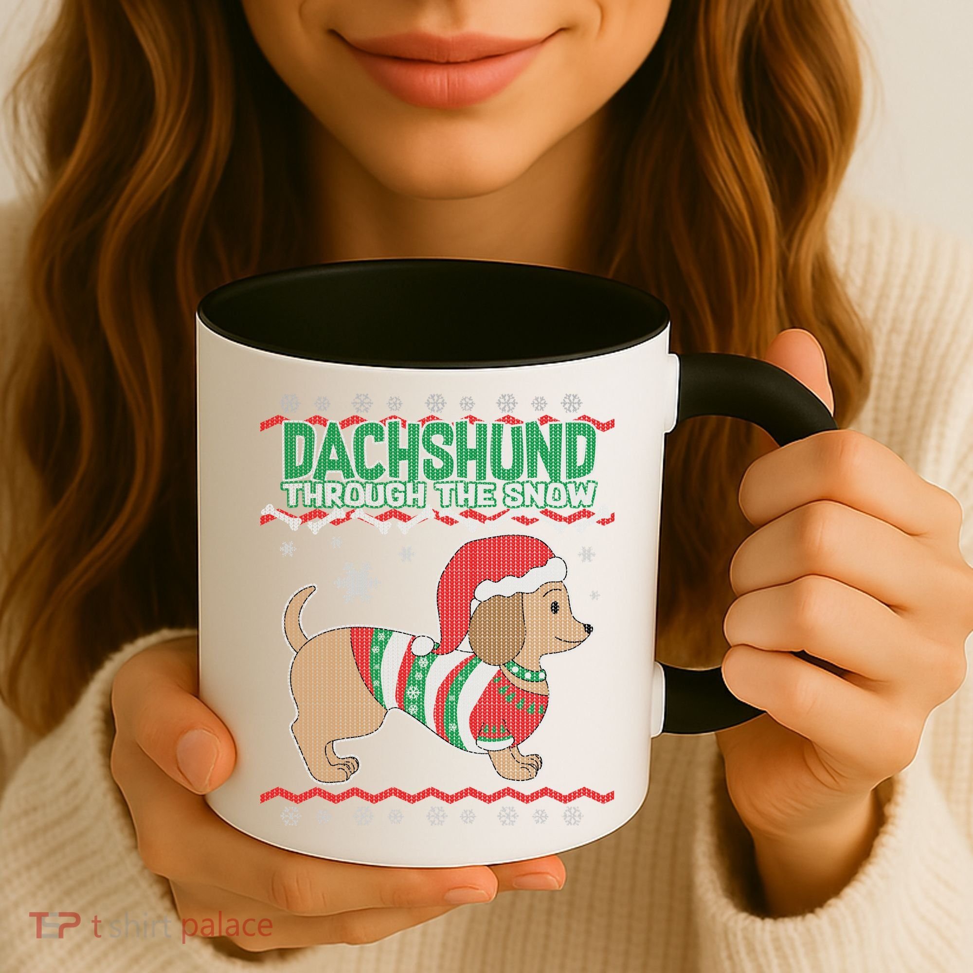Dachshund Through The Snow Ugly Christmas Coffee Mug