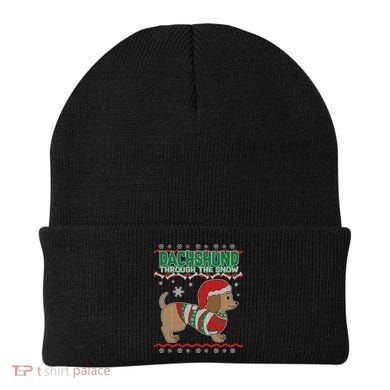 Dachshund Through The Snow Ugly Christmas Beanie