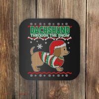 Dachshund Through The Snow Ugly Christmas Coaster thumb 0
