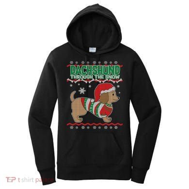 Dachshund Through The Snow Ugly Christmas Women's Hoodie