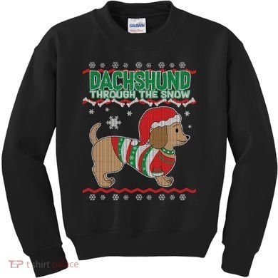 Dachshund Through The Snow Ugly Christmas Kids Sweatshirt