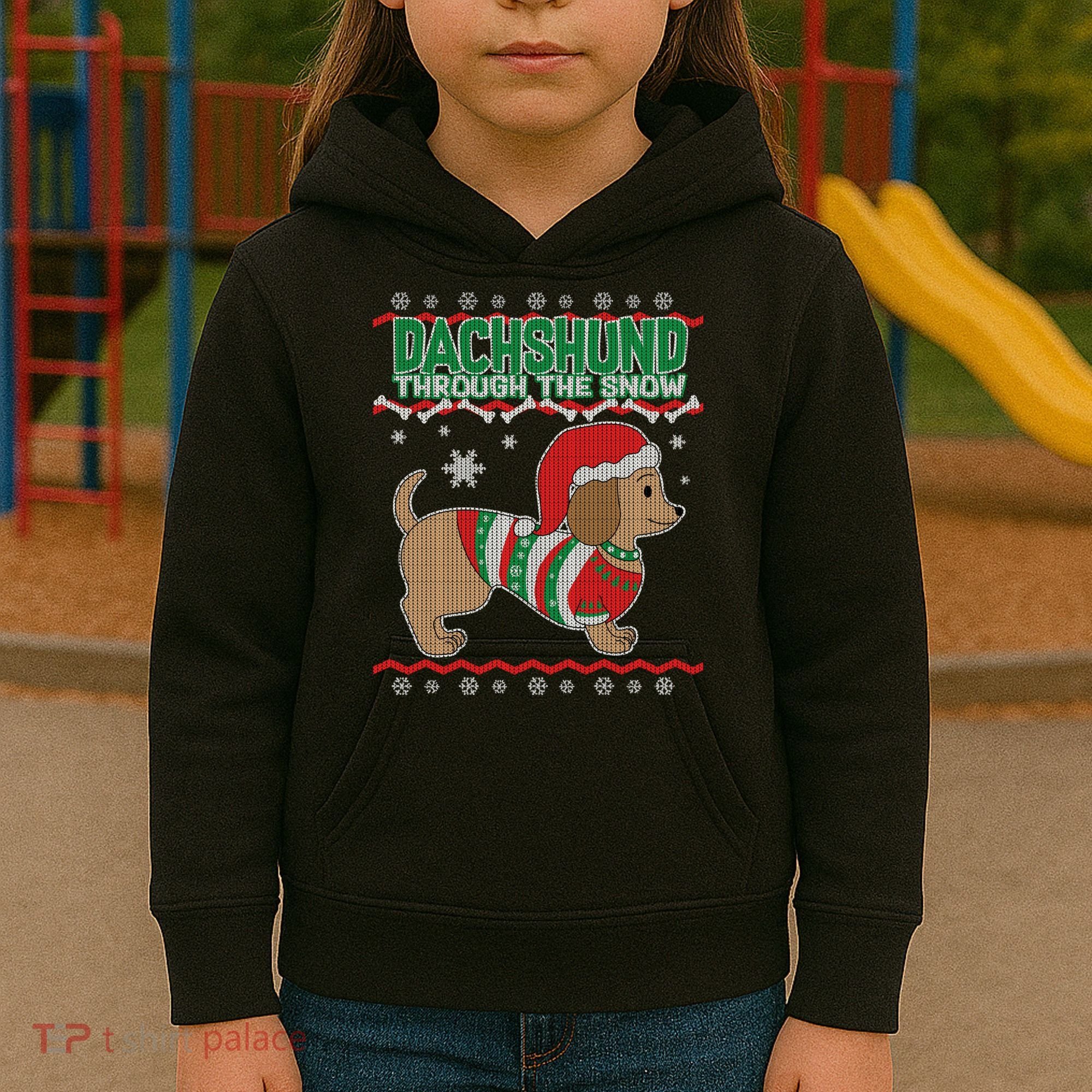 Dachshund Through The Snow Ugly Christmas Kids Hoodie